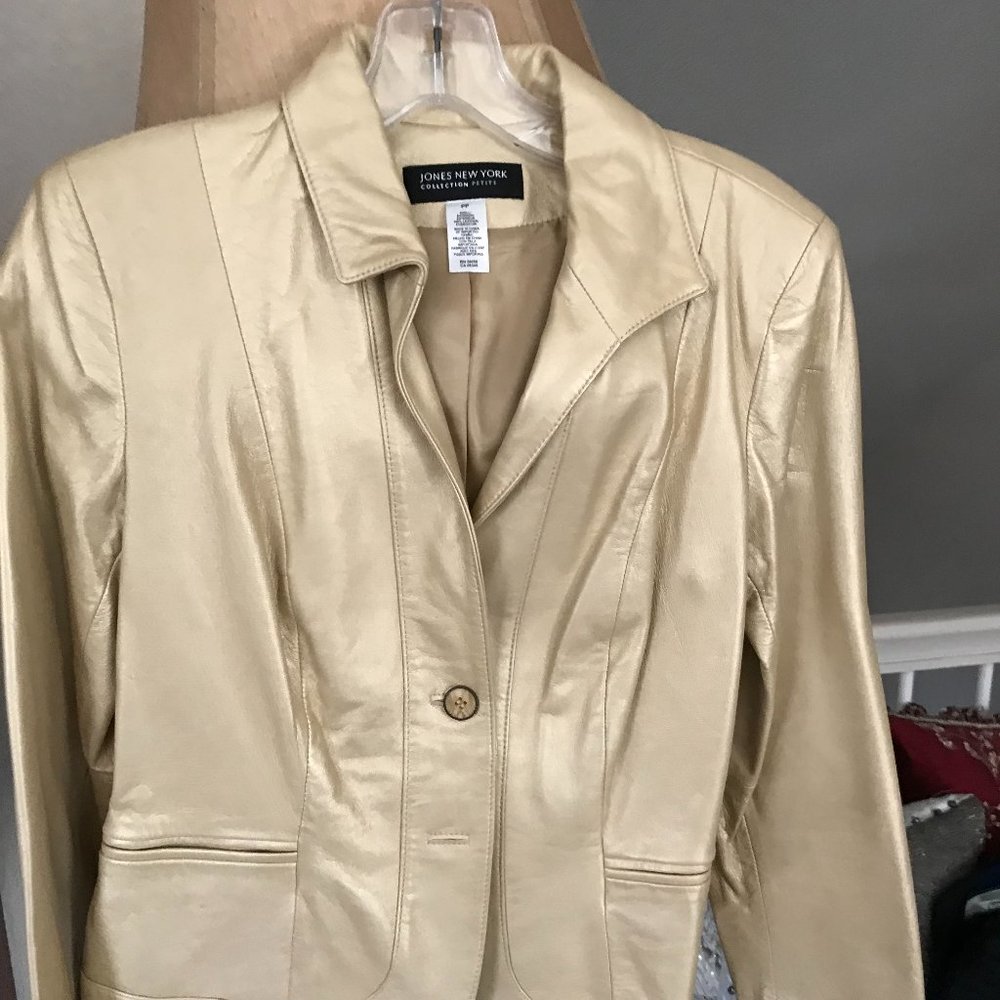 Gold Leather Blazer